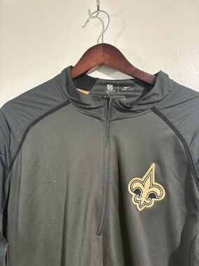 Nike Men's Black and Gold Performance Jacket with Fleur-de-lis Patch